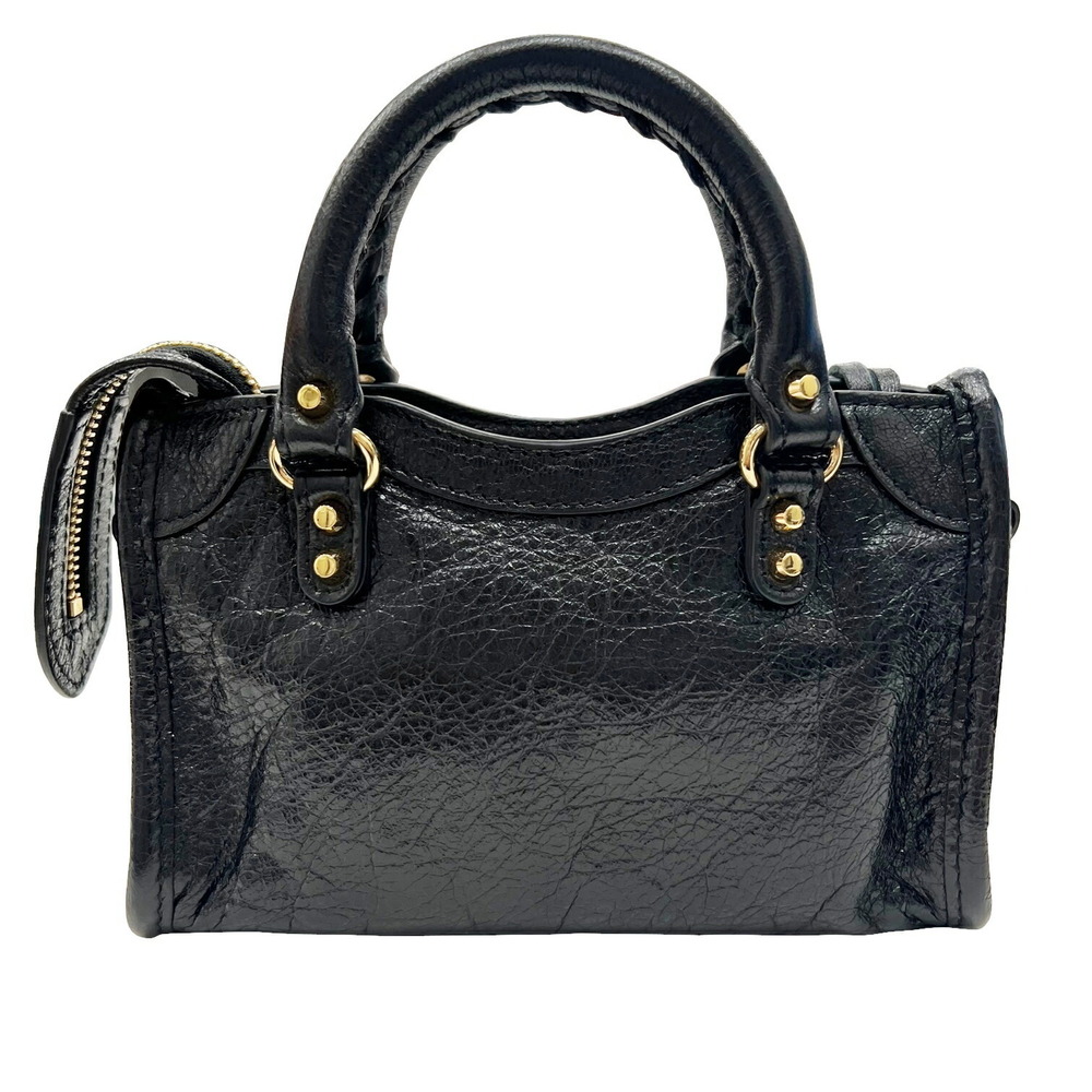BALENCIAGA City Handbag Shoulder Bag Leather Black